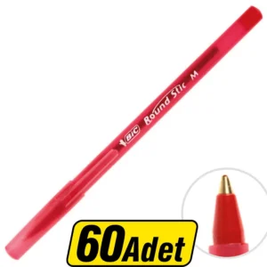 Round Stic Tükenmez Kalem 1 mm Kırmızı 60'lı Paket